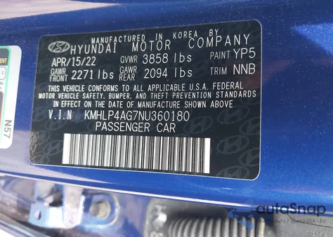 2022 Hyundai Elantra Limited from USA, damaged, VIN KMHLP4AG7NU360180